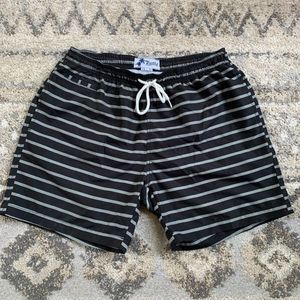 Trunks Black Gray Striped Swim Trunks Large